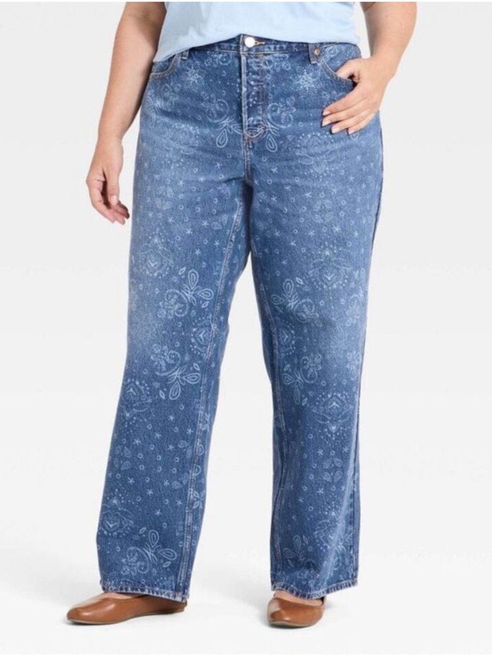 Universal Thread Medium Wash Low Rise Bandana Baggy Jeans